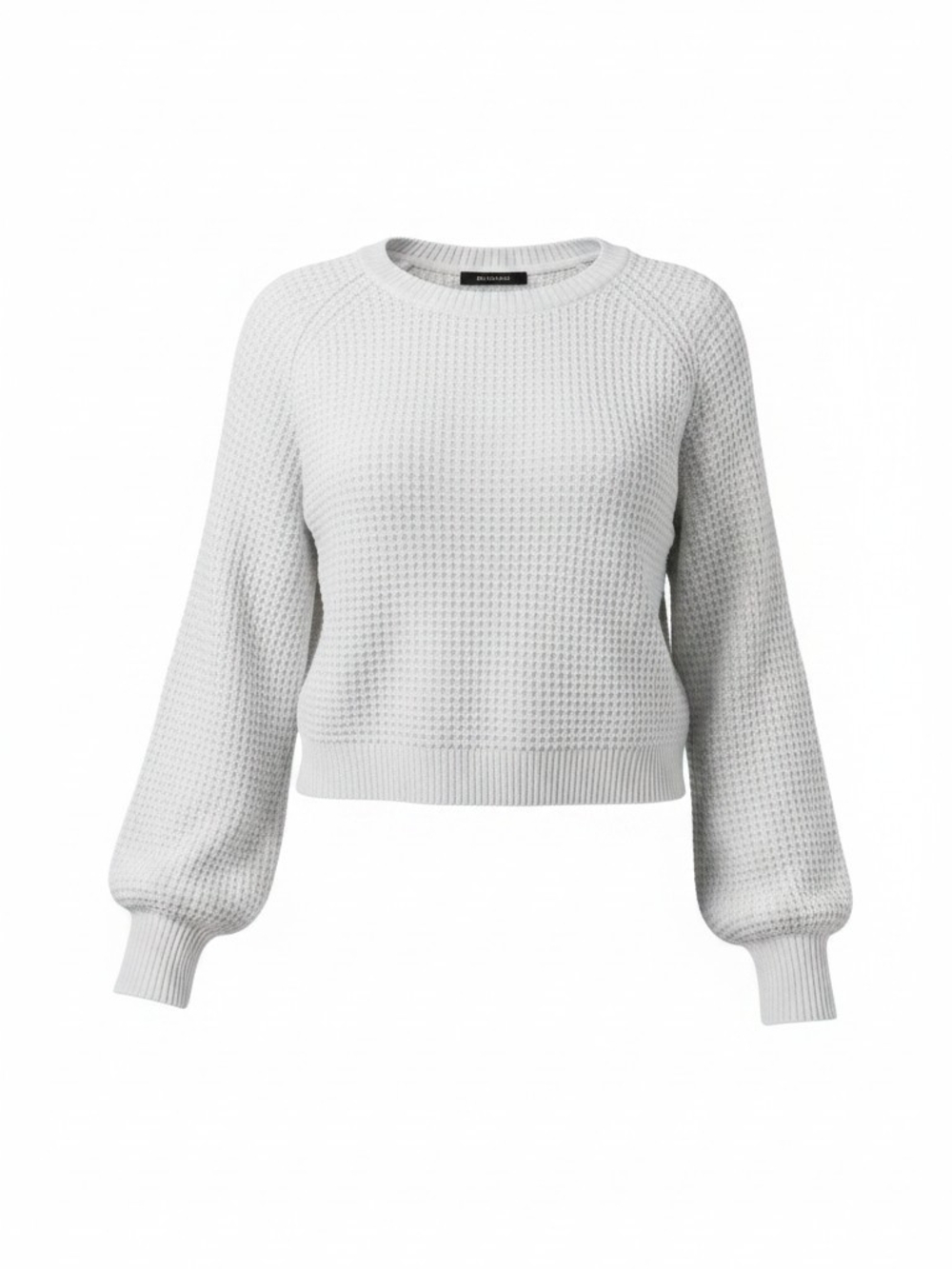 Streetwear Society Waffle Knit Balloon-Sleeve Sweater - White **READ